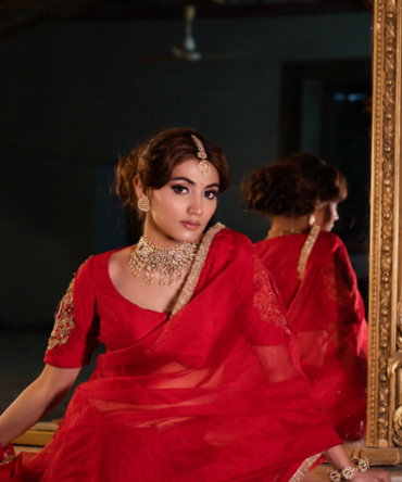 Red Sleeve Zardozi Saare